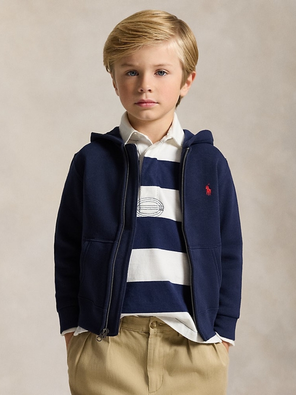 Ralph Lauren Boys Navy Zip-Front Hoodie